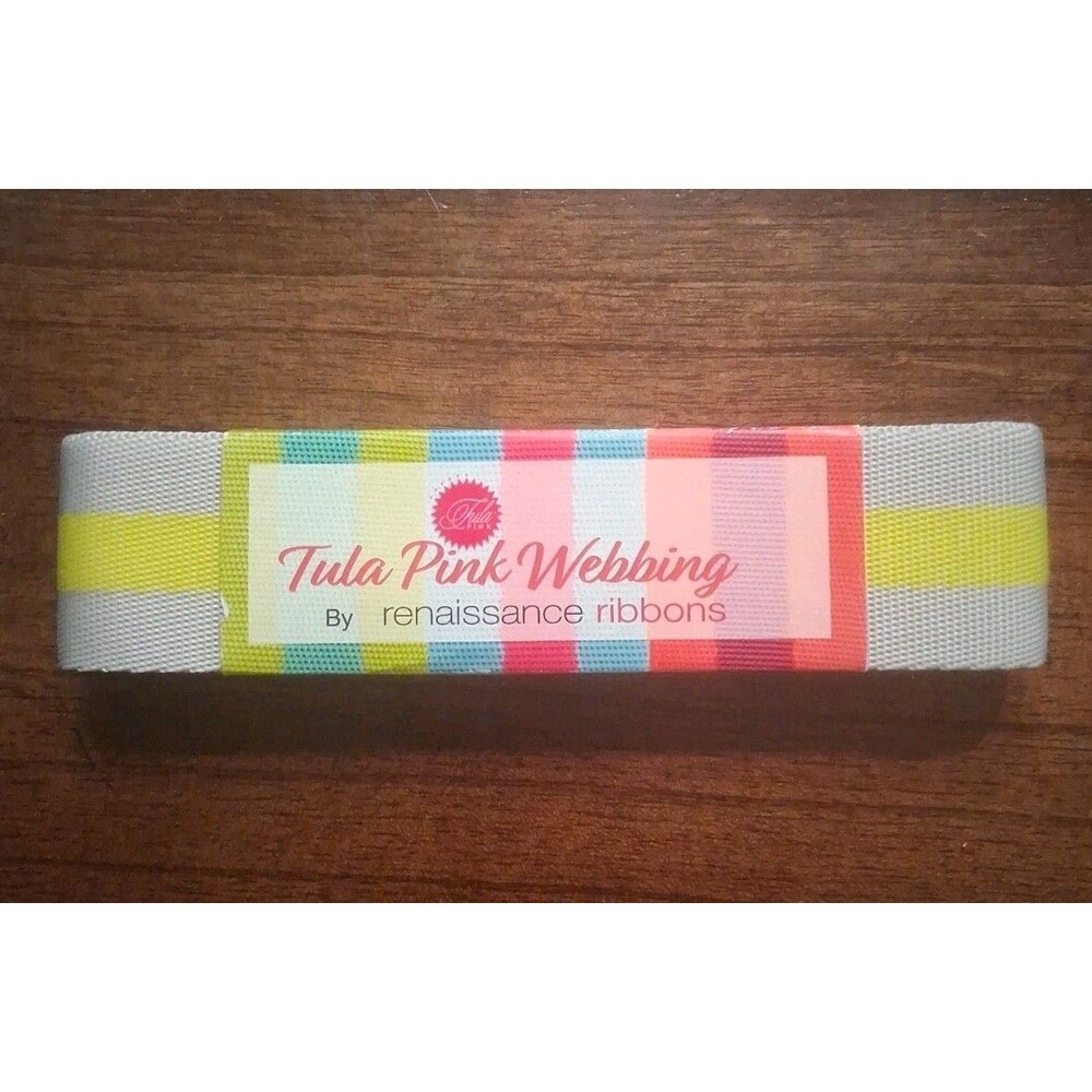 Renaissance Ribbons Tula Pink WEBBING Tk90 Striped 2 Yard Pack 1.5" Wide